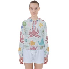 Underwater Seamless Pattern Light Background Funny Women s Tie Up Sweat by Bedest