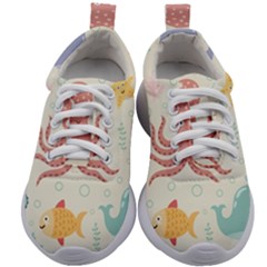 Underwater Seamless Pattern Light Background Funny Kids Athletic Shoes by Bedest