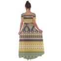 Seamless Pattern Egyptian Ornament With Lotus Flower Off Shoulder Open Front Chiffon Dress View2