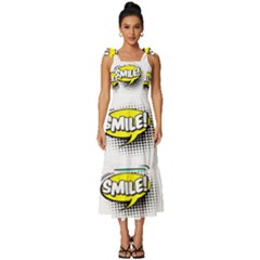 Set Colorful Comic Speech Bubbles Tie-strap Tiered Midi Chiffon Dress by Hannah976