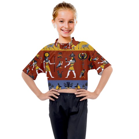 Ancient Egyptian Religion Seamless Pattern Kids Mock Neck T-shirt by Hannah976