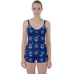 Santa Clauses Wallpaper Tie Front Two Piece Tankini by artworkshop