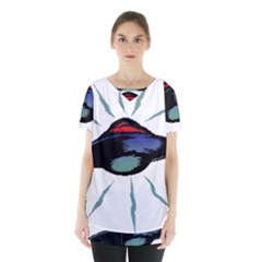 Alien Unidentified Flying Object Ufo Skirt Hem Sports Top by Sarkoni