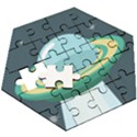 Illustration Ufo Alien  Unidentified Flying Object Wooden Puzzle Hexagon View3