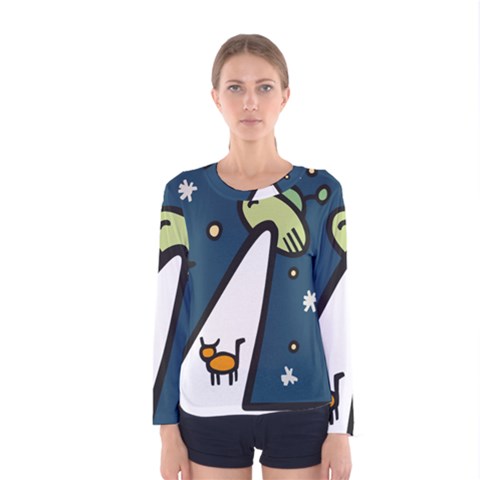 Ufo Alien Unidentified Flying Object Women s Long Sleeve T-shirt by Sarkoni