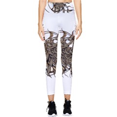 Psychedelic Art Drawing Sun And Moon Head Fictional Character Pocket Leggings  by Sarkoni