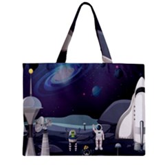 Alien Astronaut Scene Zipper Mini Tote Bag by Bedest