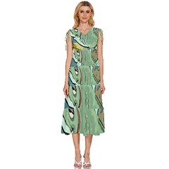 Fish Hook Worm Bait Water Hobby V-neck Drawstring Shoulder Sleeveless Maxi Dress by Sarkoni
