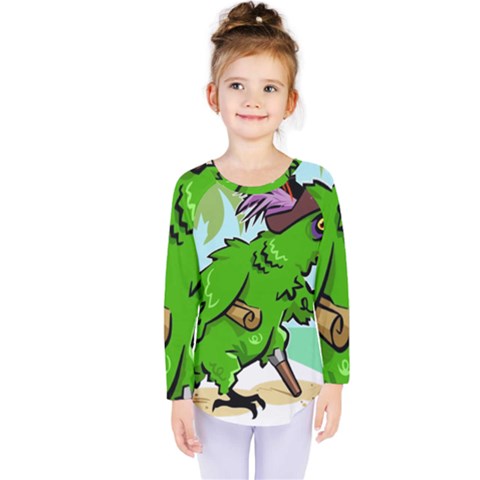 Parrot Hat Cartoon Captain Kids  Long Sleeve T-shirt by Sarkoni