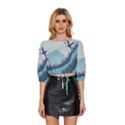 Swan Flying Bird Wings Waves Grass Mid Sleeve Drawstring Hem Top View1