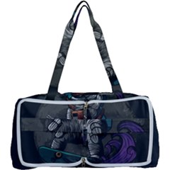 Illustration Astronaut Cosmonaut Paying Skateboard Sport Space With Astronaut Suit Multi Function Bag by Ndabl3x