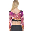 Astronaut Spacesuit Standing Surfboard Surfing Milky Way Stars Long Sleeve Crop Top View2