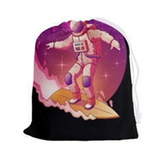 Astronaut Spacesuit Standing Surfboard Surfing Milky Way Stars Drawstring Pouch (2xl) by Ndabl3x