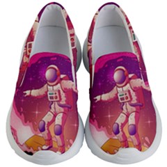 Astronaut Spacesuit Standing Surfboard Surfing Milky Way Stars Kids Lightweight Slip Ons by Ndabl3x