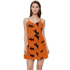 Halloween Card With Bats Flying Pattern Short Frill Dress by Hannah976