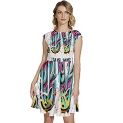 Graffiti Love Cap Sleeve High Waist Dress by essentialimage