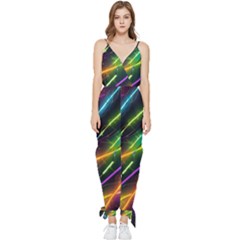 Vibrant Neon Dreams Sleeveless Tie Ankle Chiffon Jumpsuit by essentialimage
