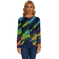 Vibrant Neon Dreams Long Sleeve Crew Neck Pullover Top by essentialimage