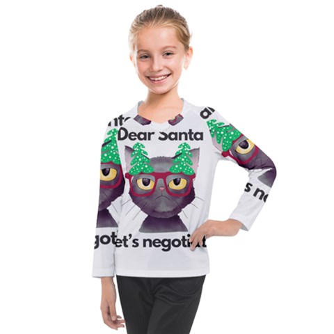 Cute Cat Glasses Christmas Tree Kids  Long Mesh T-shirt by Sarkoni