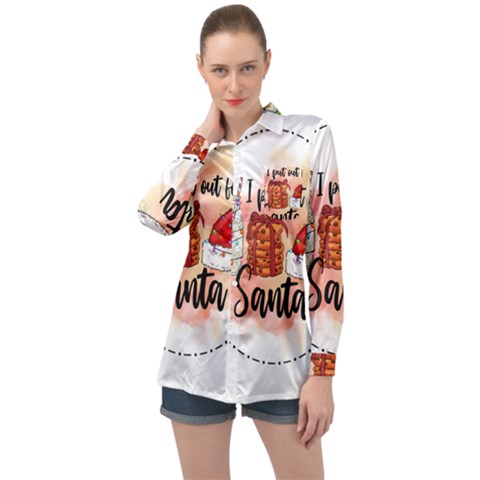 Santa Cookies Christmas Long Sleeve Satin Shirt by Sarkoni