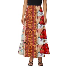 Santa Cookies Christmas Tiered Ruffle Maxi Skirt by Sarkoni