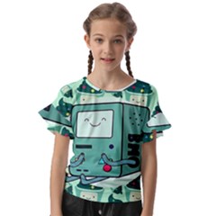 Adventure Time Bmo Kids  Cut Out Flutter Sleeves by Bedest