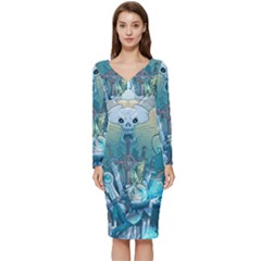 Adventure Time Lich Long Sleeve V-neck Bodycon Dress  by Bedest