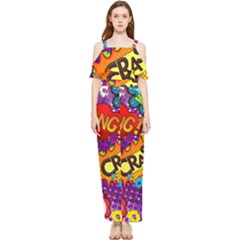 Crash Bang Adventure Time Art Boom Graffiti Draped Sleeveless Chiffon Jumpsuit by Bedest