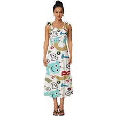 Seamless Pattern Vector With Funny Robots Cartoon Tie-strap Tiered Midi Chiffon Dress by Hannah976