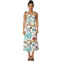 Seamless Pattern Vector With Funny Robots Cartoon Tie-Strap Tiered Midi Chiffon Dress View1