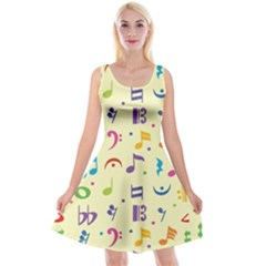 Seamless Pattern Musical Note Doodle Symbol Reversible Velvet Sleeveless Dress by Hannah976