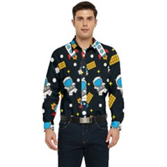 Seamless Adventure Space Vector Pattern Background Men s Long Sleeve  Shirt by Hannah976