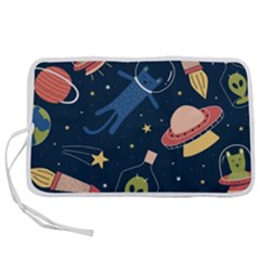 Seamless Pattern With Funny Aliens Cat Galaxy Pen Storage Case (l) by Hannah976