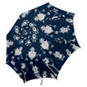 White Robot Blue Seamless Pattern Hook Handle Umbrellas (Medium) View2