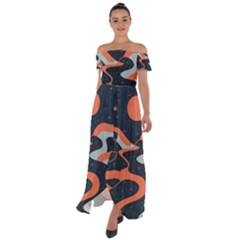 Dessert And Mily Way  pattern  Off Shoulder Open Front Chiffon Dress by coffeus