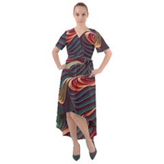 Dessert Storm Wave  pattern  Front Wrap High Low Dress by coffeus