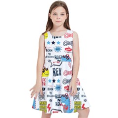 Monster Cool Seamless Pattern Kids  Skater Dress by Hannah976