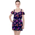 Space Patterns Ruffle Cut Out Chiffon Playsuit View1