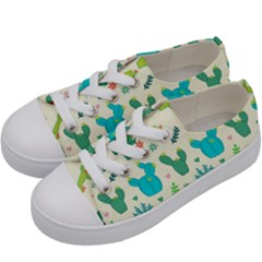 Cactus Succulents Floral Seamless Pattern Kids  Low Top Canvas Sneakers by Hannah976