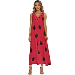 Seamless Watermelon Surface Texture V-neck Sleeveless Loose Fit Overalls by Hannah976