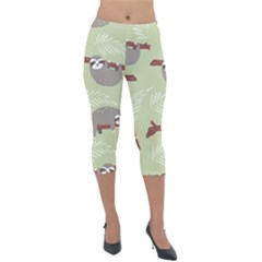 Sloths Pattern Design Lightweight Velour Capri Leggings  by Hannah976