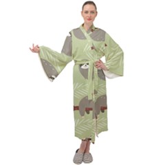 Sloths Pattern Design Maxi Velvet Kimono by Hannah976