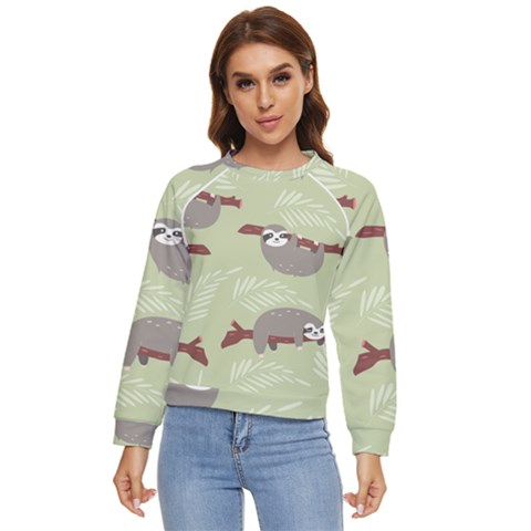 Sloths Pattern Design Women s Long Sleeve Raglan T-shirt by Hannah976