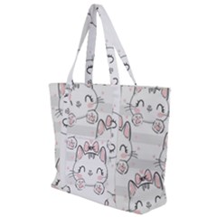 Cat With Bow Pattern Zip Up Canvas Bag by Hannah976