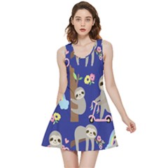 Hand Drawn Cute Sloth Pattern Background Inside Out Reversible Sleeveless Dress by Hannah976