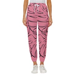 Pink Monstera Women s Cropped Drawstring Pants by ConteMonfrey