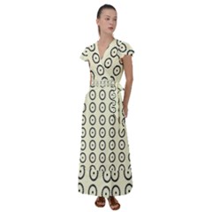 Sharp Circles Flutter Sleeve Maxi Dress by ConteMonfrey