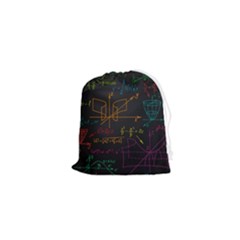 Mathematical Colorful Formulas Drawn By Hand Black Chalkboard Drawstring Pouch (xs) by Ravend
