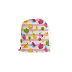 Tropical Fruits Berries Seamless Pattern Drawstring Pouch (small) by Ravend