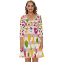 Tropical Fruits Berries Seamless Pattern Shoulder Cut Out Zip Up Dress View1